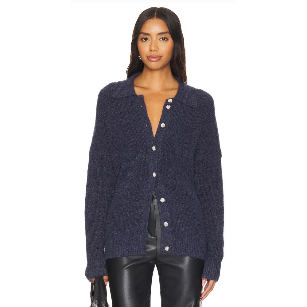 Central Park West Millie Oversized Sweater Polo Navy Size Medium